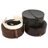 3 x 20th century leather collar boxes