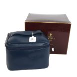 PENHALIGON - a lady's Penhaligon's blue leather vanity/make-up bag, with matching hand mirror,