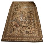 Vintage machined throw/carpet with bird and floral decoration, 288 x 125cm