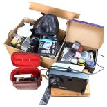 A quantity of Vintage cameras and equipment, including a Fujifilm Finepix 1300 digital camera, a