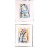 Frans Claerhout, 2 lithographs, figure studies, image 41cm x 28cm, 62cm x 49cm overall, framed