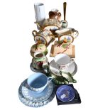 A Sadler's crinoline lady design 3-piece tea set, Wade cheese dome and cover, Wedgwood trio etc