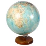 A late 20th century Georama 19" terrestrial globe, by George Philip & Son Ltd, on wooden stand,