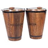 A pair of wooden Bollinger buckets, H40cm (2)