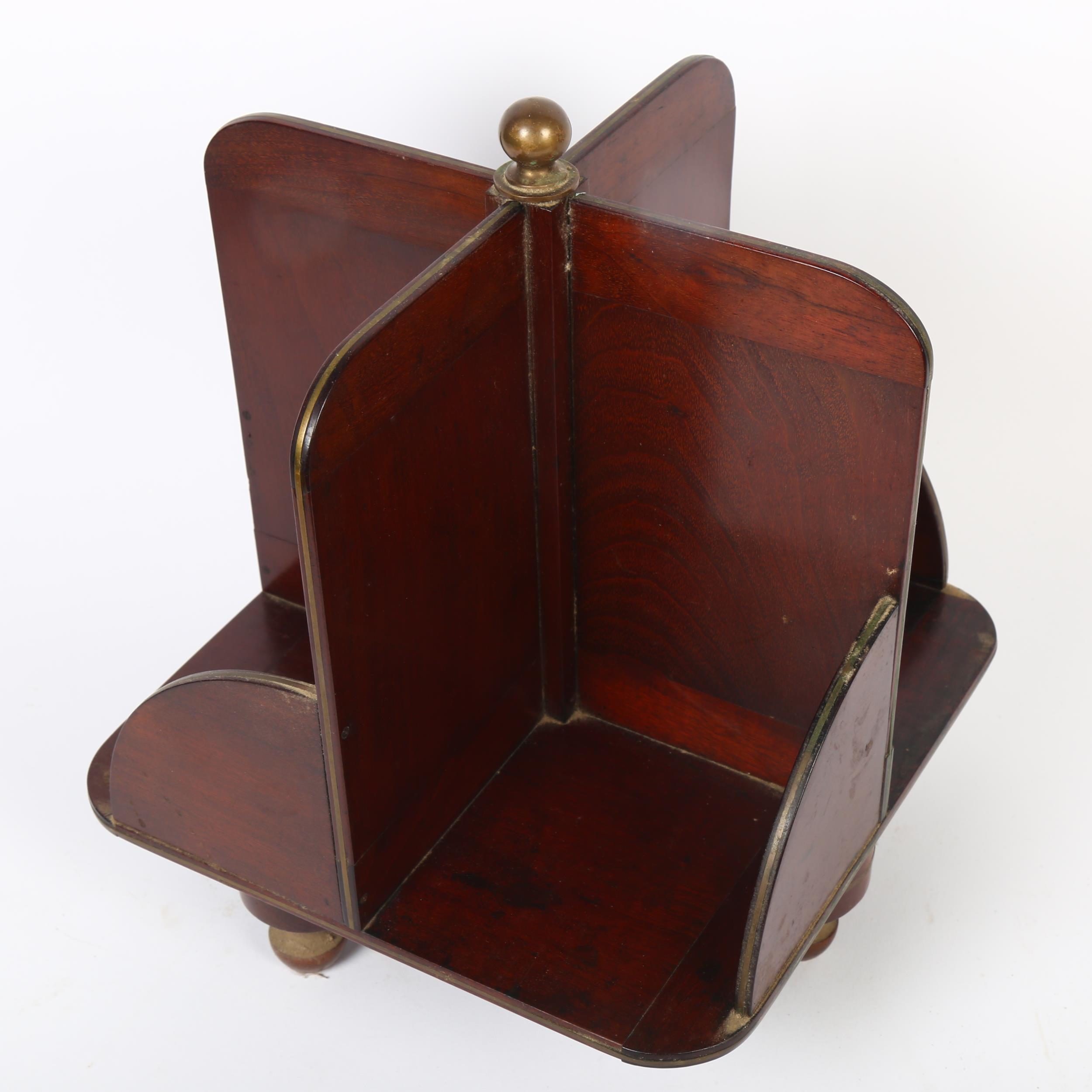 A 19th century mahogany and brass-bound table-top revolving bookstand of small size, W15cm, H31cm - Image 2 of 2