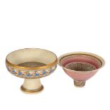 2 Middle Eastern pottery items, including a stem vase/bowl, and another funnel-shaped vase,