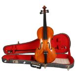 A German three quarter size violin, labelled "Mathias Albani In Bulsani Thiroly Anno 1646", violin
