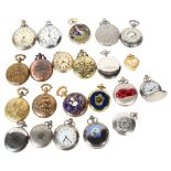 19 various decorative magazine issue quartz pocket watches, together with 2 other chrome plate