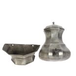 A Continental pewter 3-section water fountain