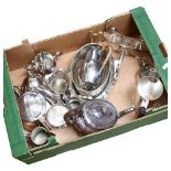 Various silver plated items, to include a Second World War military shell case jug, Mappin & Webb