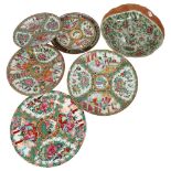 2 pairs of enamelled Chinese porcelain plates, 20cm, 2 large plates, another, and a serving dish