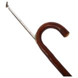 An early 20th century horse measuring walking stick, measuring to 17 hands, no maker's mark, walking