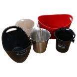 Advertising Champagne buckets, a Captain Morgan ice bucket, L40cm