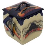 MOORCROFT - a 2-handled caddy and cover with tube-lined design of trees, H12.5cm