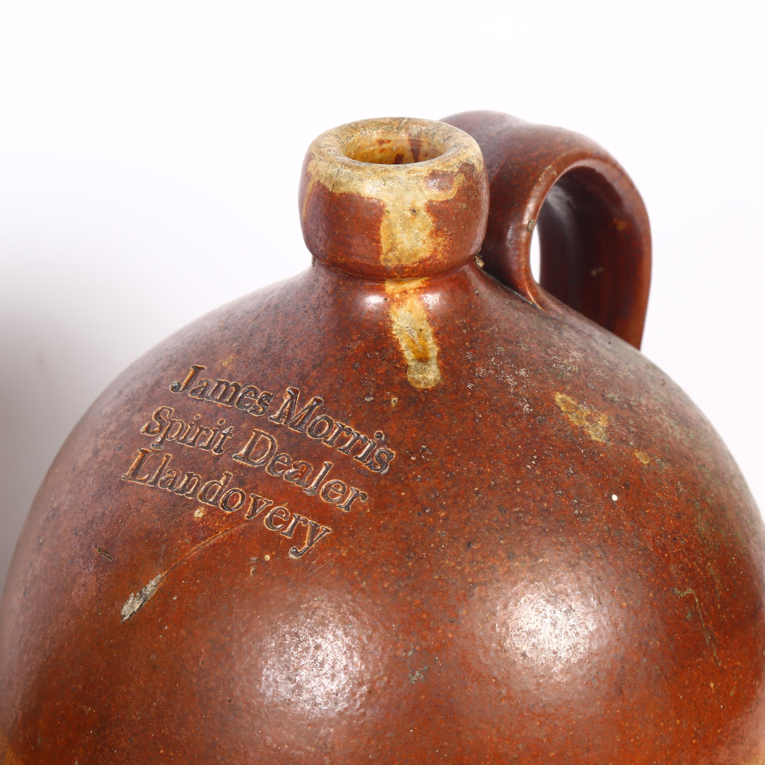 19th century stoneware flagon named to James Morris Spirit Dealer Llandovery, H30cm, and a Victorian - Image 2 of 2