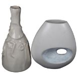 A JVJ Barcelona stylised abstract ceramic vase, 25.5cm, and an unmarked modernist cream glazed vase