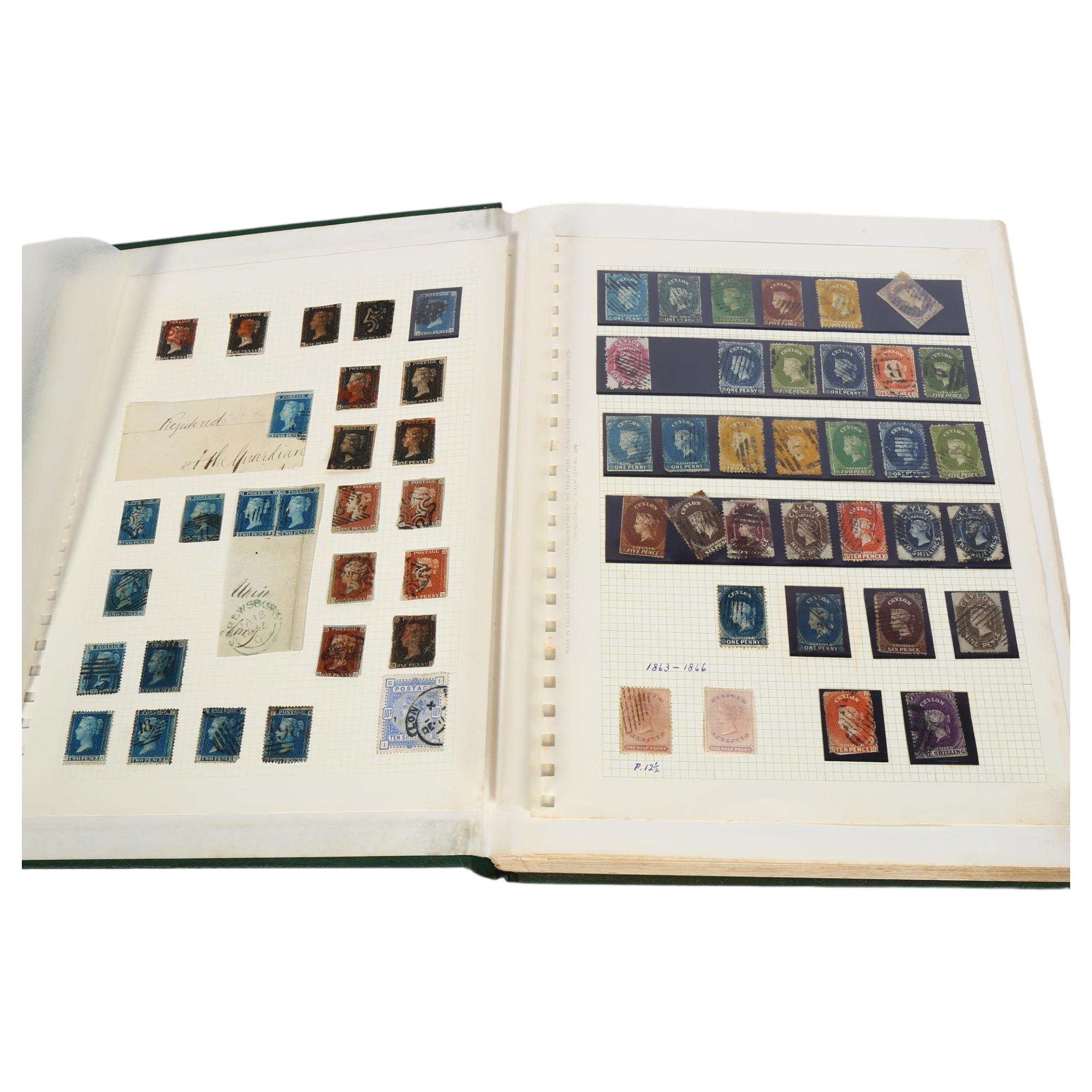 An album of UK and worldwide stamps, some mint, including a sheet of 9 Penny Blacks, 13 Two Penny