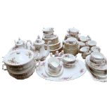 A Royal Albert Moss Rose dinner service for 8 people, matching tea set, including teapot and