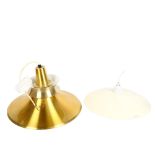 A 1970s' Cuba gold and white aluminium pendant light by R. Van Ingen, makers label, diameter 39cm,