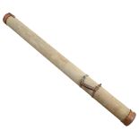 An early 20th century canvas and leather-mounted fishing rod case, H164cm