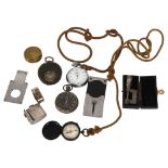 A collection of Vintage and other compasses, pocket watch etc