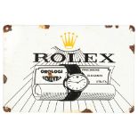 A monochrome enamelled advertising sign, Rolex Wristwatches, W30cm