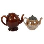 A Victorian Lady Cadogan teapot, and a Sunderland lustre ware 19th century teapot, H18cm
