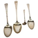 2 silver tablespoons, a silver dessert spoon and salt spoon (4), 5.7oz