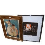 A limited edition framed lithograph, "3 figurines and a painting", by Martin Recton Wave, 12/25,