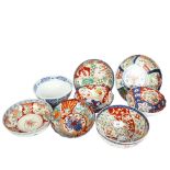 A group of 8 Chinese bowls, all mainly in Imari pattern, widest 25cm All in good condition, no