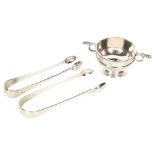 MAPPIN & WEBB - a small silver 2-handled sugar bowl, and 2 silver sugar nips