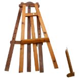 2 small pine artist's easels, tallest 105cm