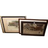 Cecil Aldin, a group of 4 framed prints, depicting various historical English lifestyle scenes,