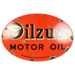 An oval enamelled advertising sign for Olizium Motor Oil, W36cm