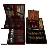 4 various cased sets of plated cutlery