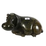 "Hippo" by Stephen Chatsama, in a serpentine rock, from Zimbabwe, sculpture appears to have been