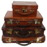 2 Victorian leather cases with brass locks, 1 with patent number and named with the initials CLP,