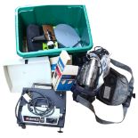 A quantity of of various Vintage camera equipment, including a handheld Panasonic digital video