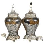 A pair of modern crackle glaze table lamps, H51cm