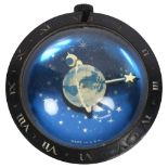 An Art Deco Westclox earth moon and stars clock paperweight, patented in the USA 98049, diameter 7.