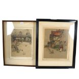Cecil Aldin, a group of 3 framed lithographs, various old English scenes, signed bottom left-hand