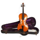 A 7/8 size Italian violin, with label reading "Giuseppe Guarnerius Fecit Cremona, date, JHS", the