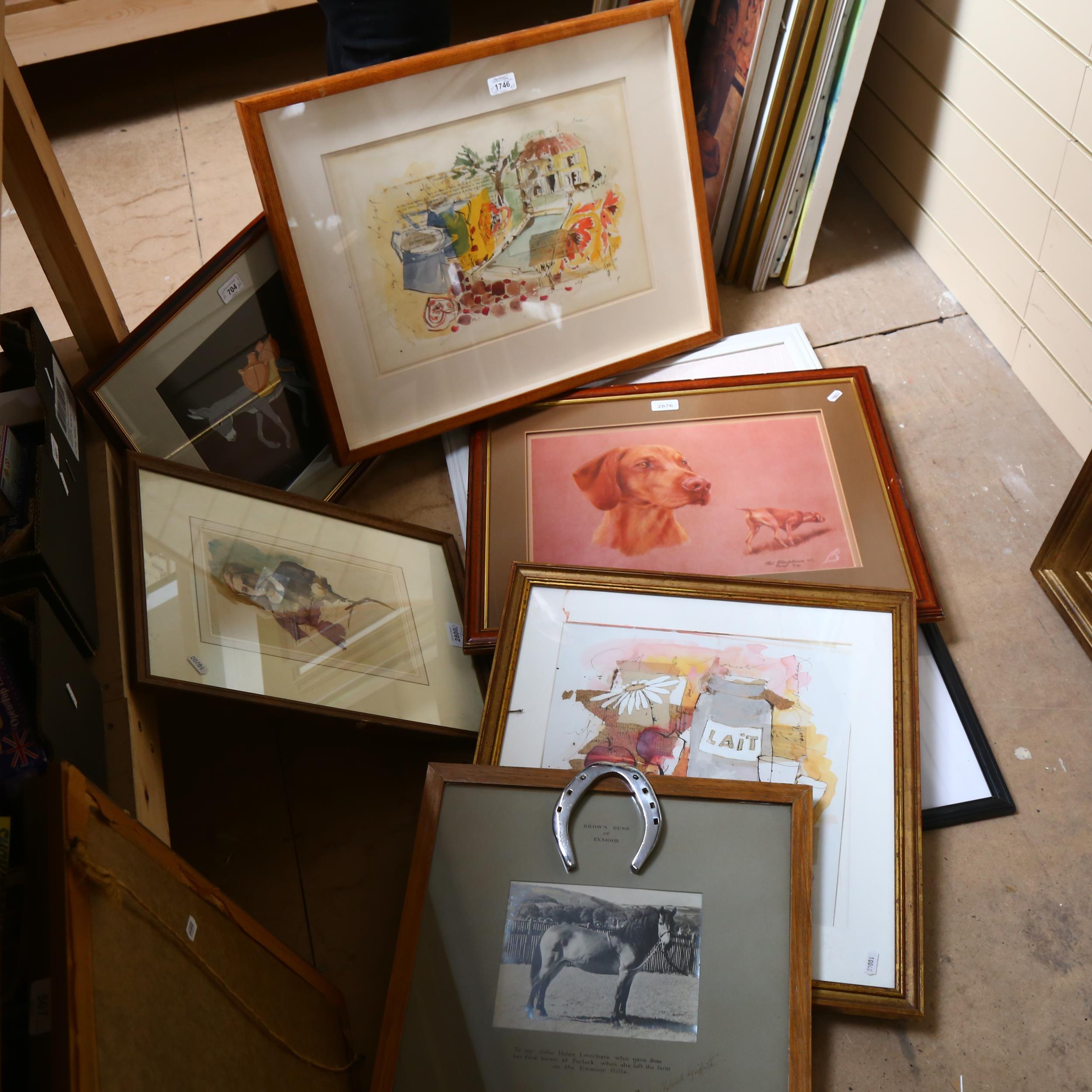 A collection of various framed watercolours, oils, and pictures (12) - Image 2 of 2