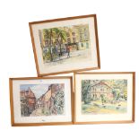 J Letchford, a group of 3 watercolours, various studies including Trader's Passage at Rye, and
