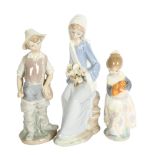 3 Lladro porcelain figures, tallest 23cm