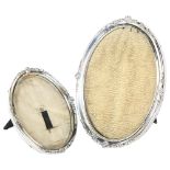 MAPPIN & WEBB - a graduated pair of oval silver-fronted photo frames, hallmarks for London 1916