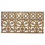 A decorative cast-iron panel with pierced decoration, 79.5cm x 39.5cm