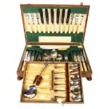 A canteen of mixed cutlery, including Ashbury, cased, and 2 other cased sets of cutlery (3)