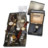 A tray of various quartz and other wristwatches, to include a lady's Longines boxed, 2 gent's