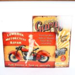 2 reproduction tin signs with motoring themes, 70 x 50cm